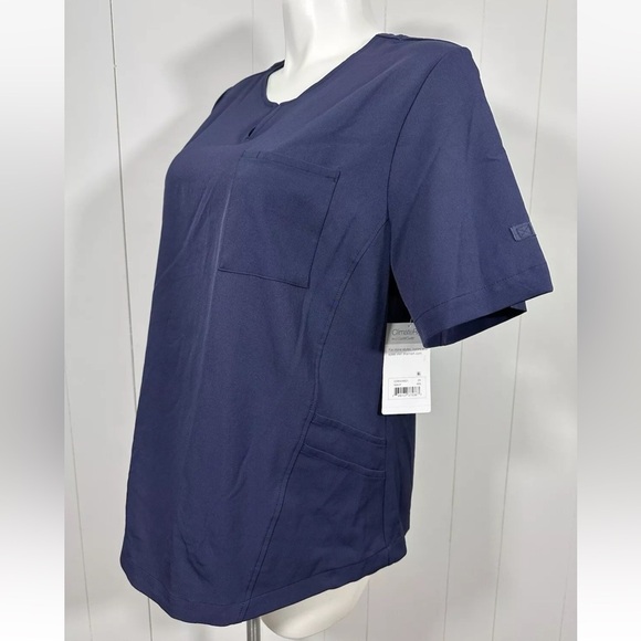 NWT Climate Right by Cuddl Duds Navy Scrub Top Size 2X Ion Anti-Bacterial Tech - Picture 3 of 9